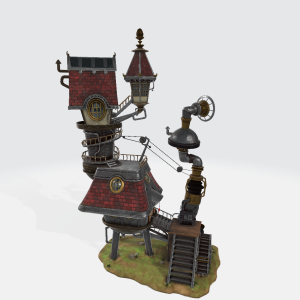 Large Steampunk House 3D Model