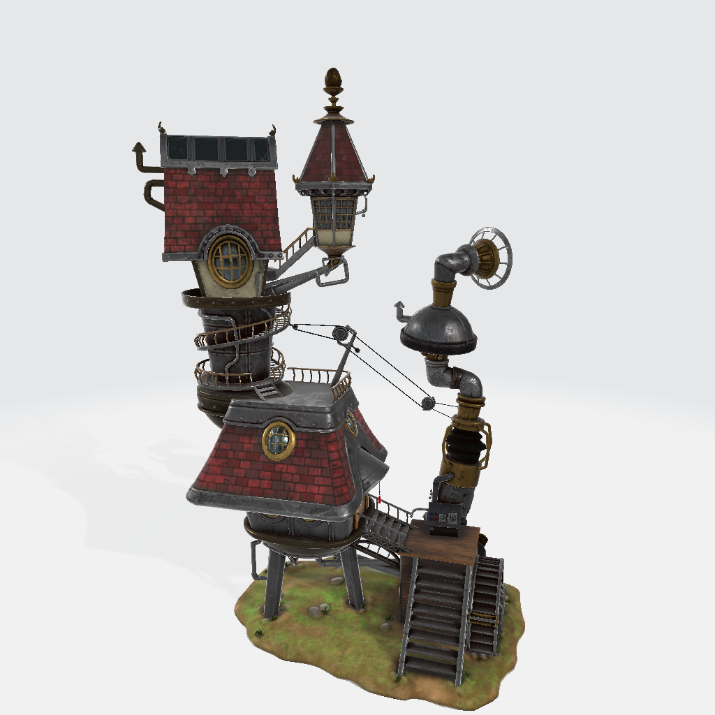 Large Steampunk House 3D Model