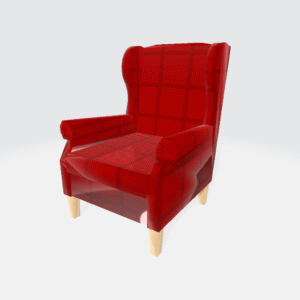 Red Plaid Wingback Chair 3D Model