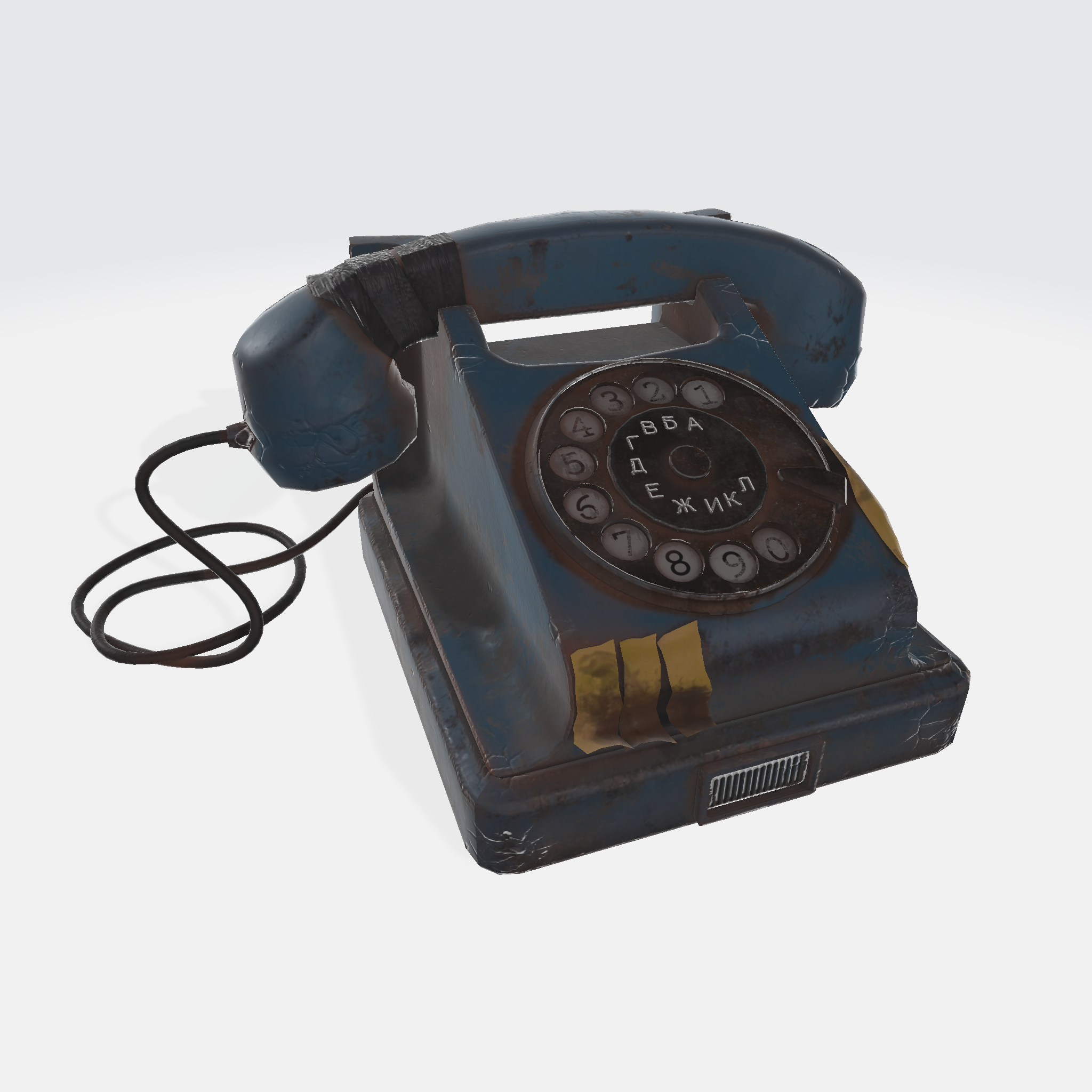 Old Blue Rotary Phone 3D Model