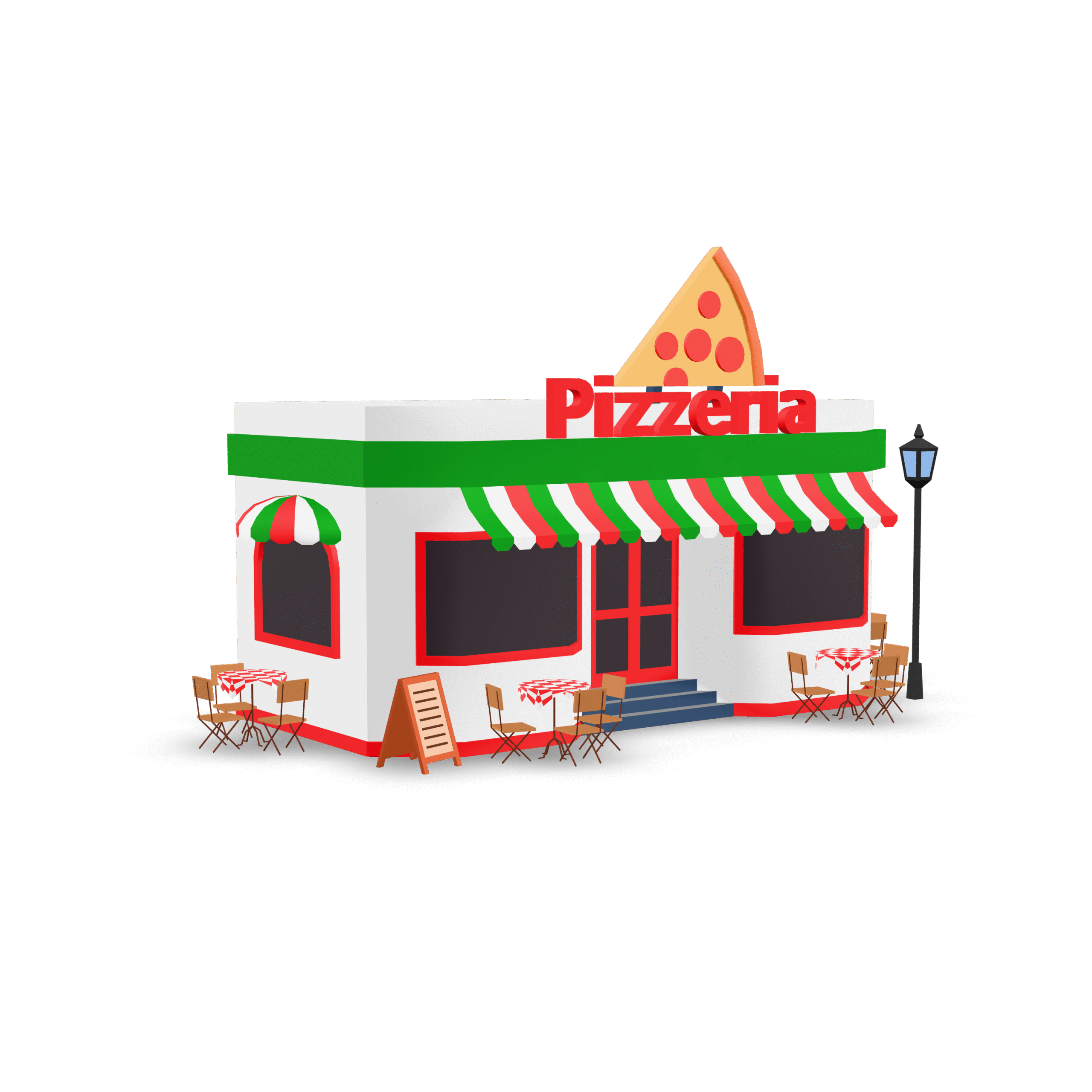Pizza Shop Building 3D Model