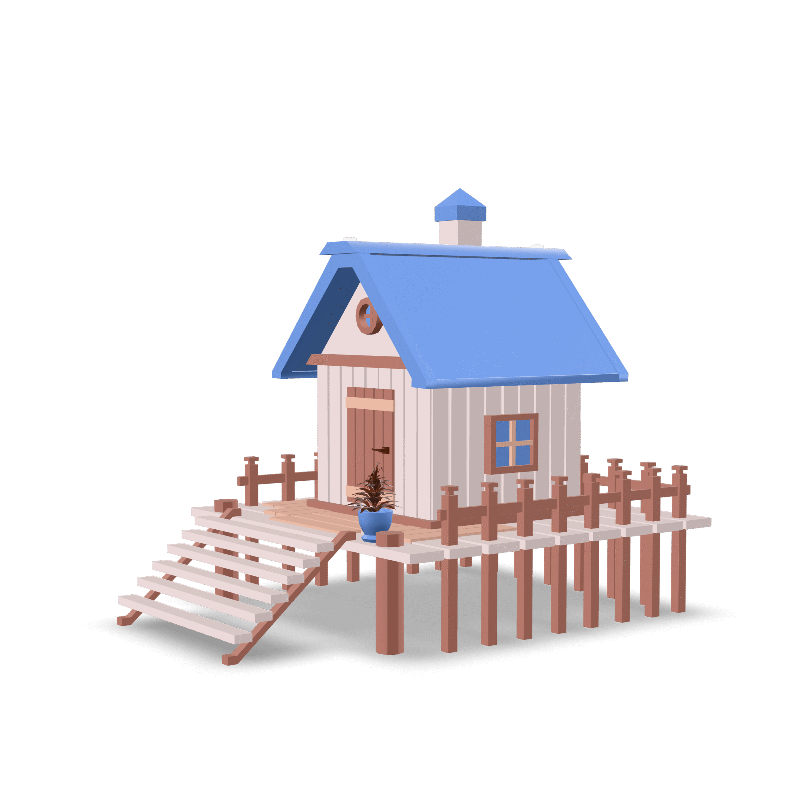 Cute Lake House 3D Model