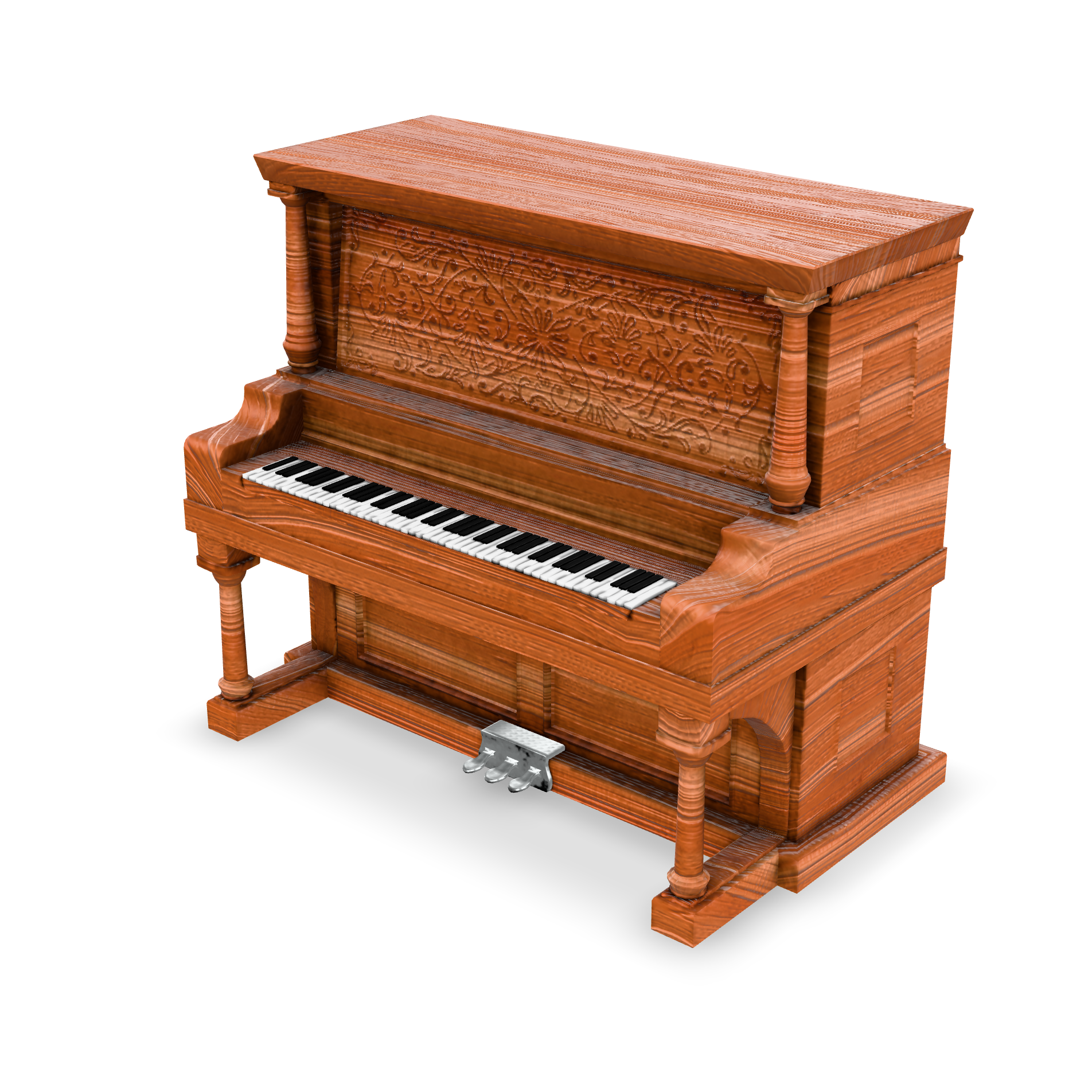 Antique Wooden Piano 3D Model