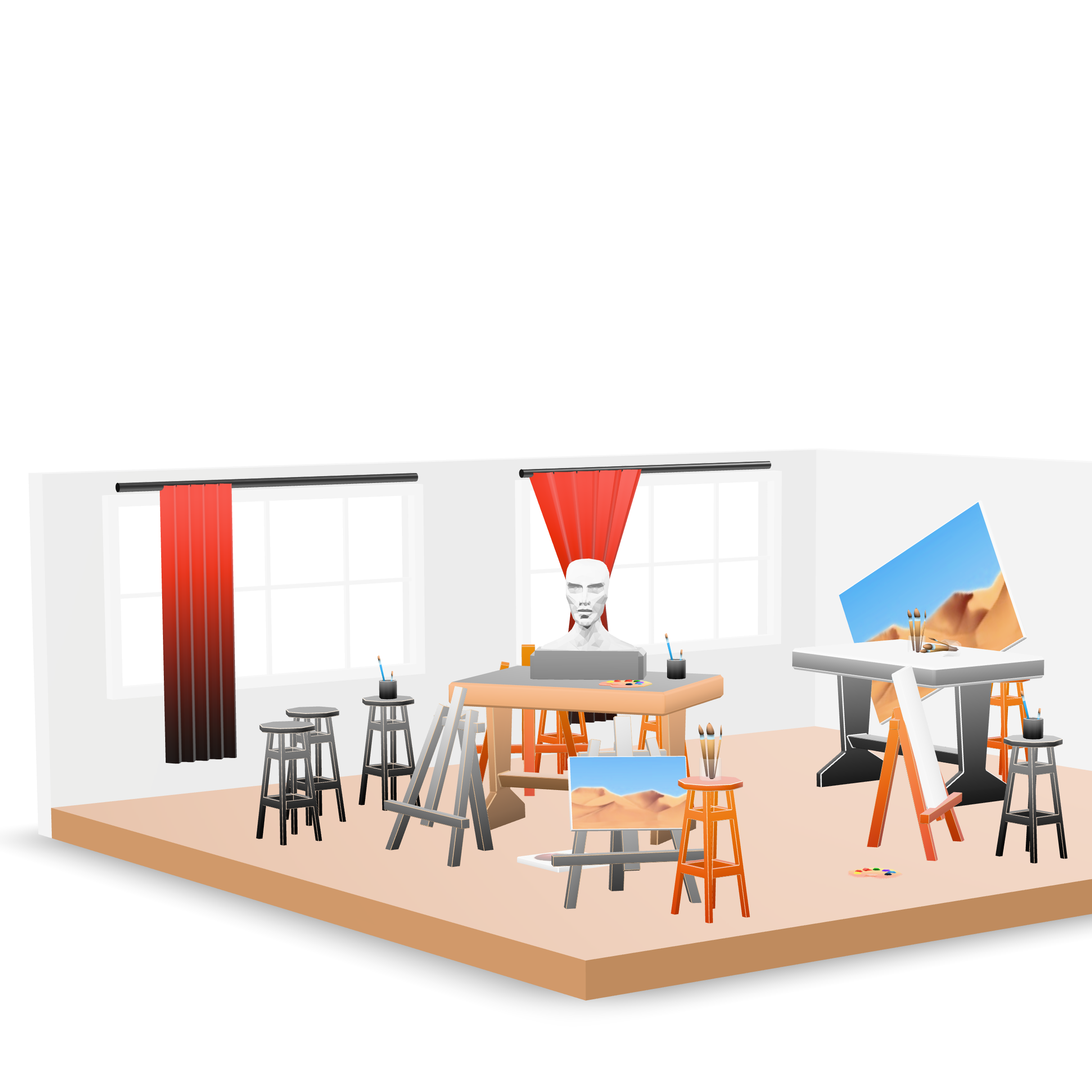 Artist's Studio Room 3D Model