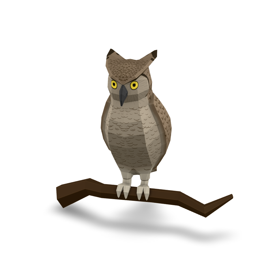 Low Poly Owl 3D Model