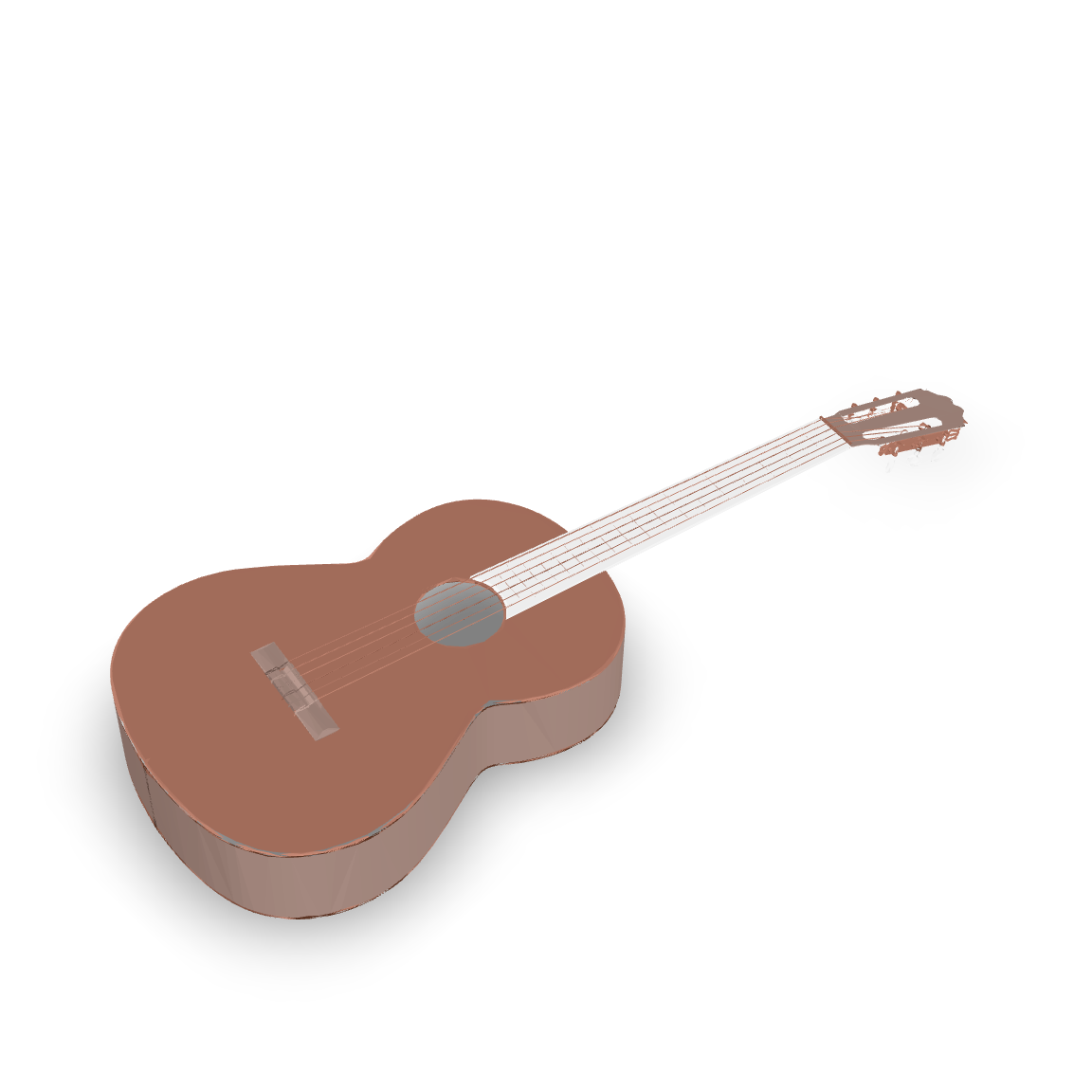 Acoustic Guitar Simple 3D Model