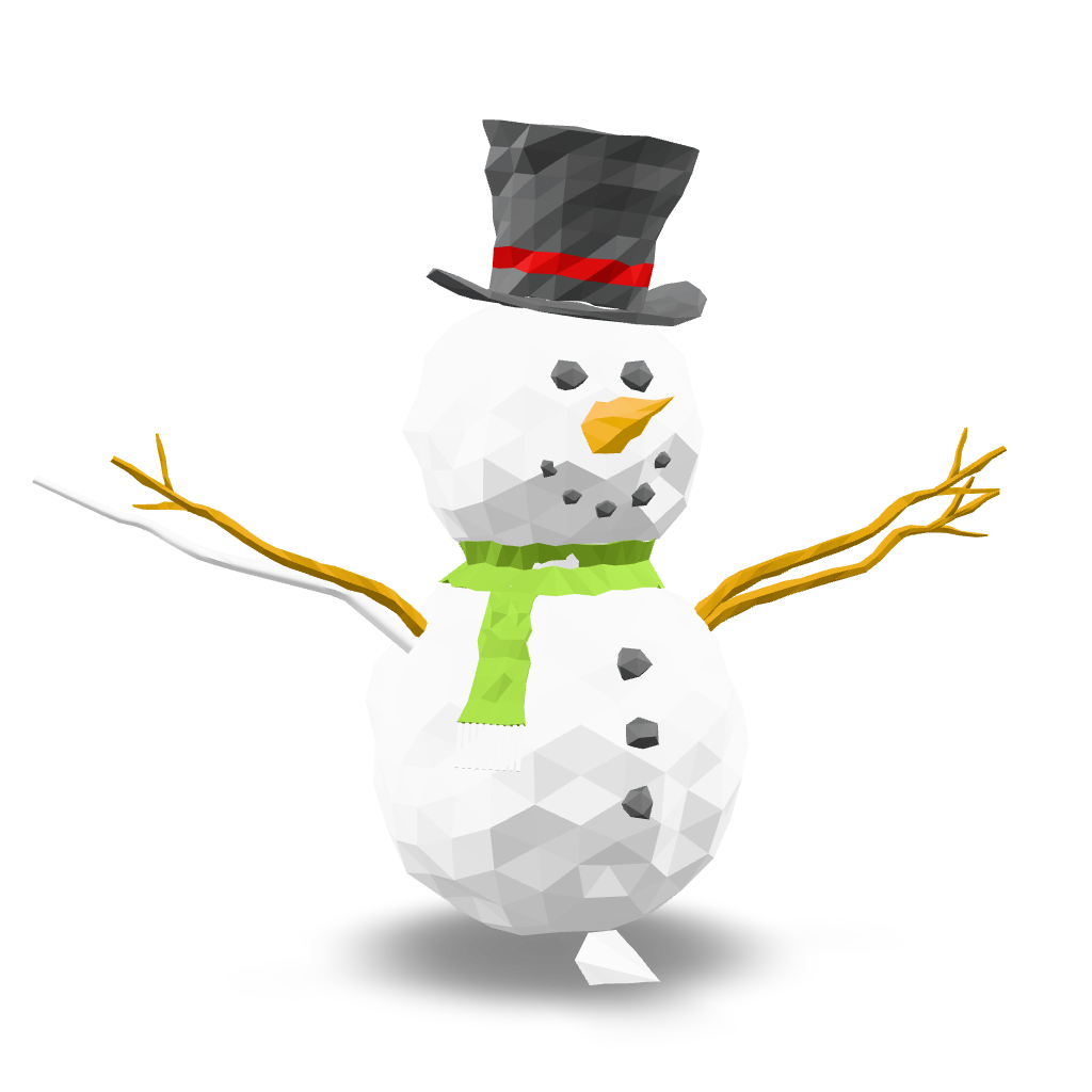 Low Poly Snowman 3D Model