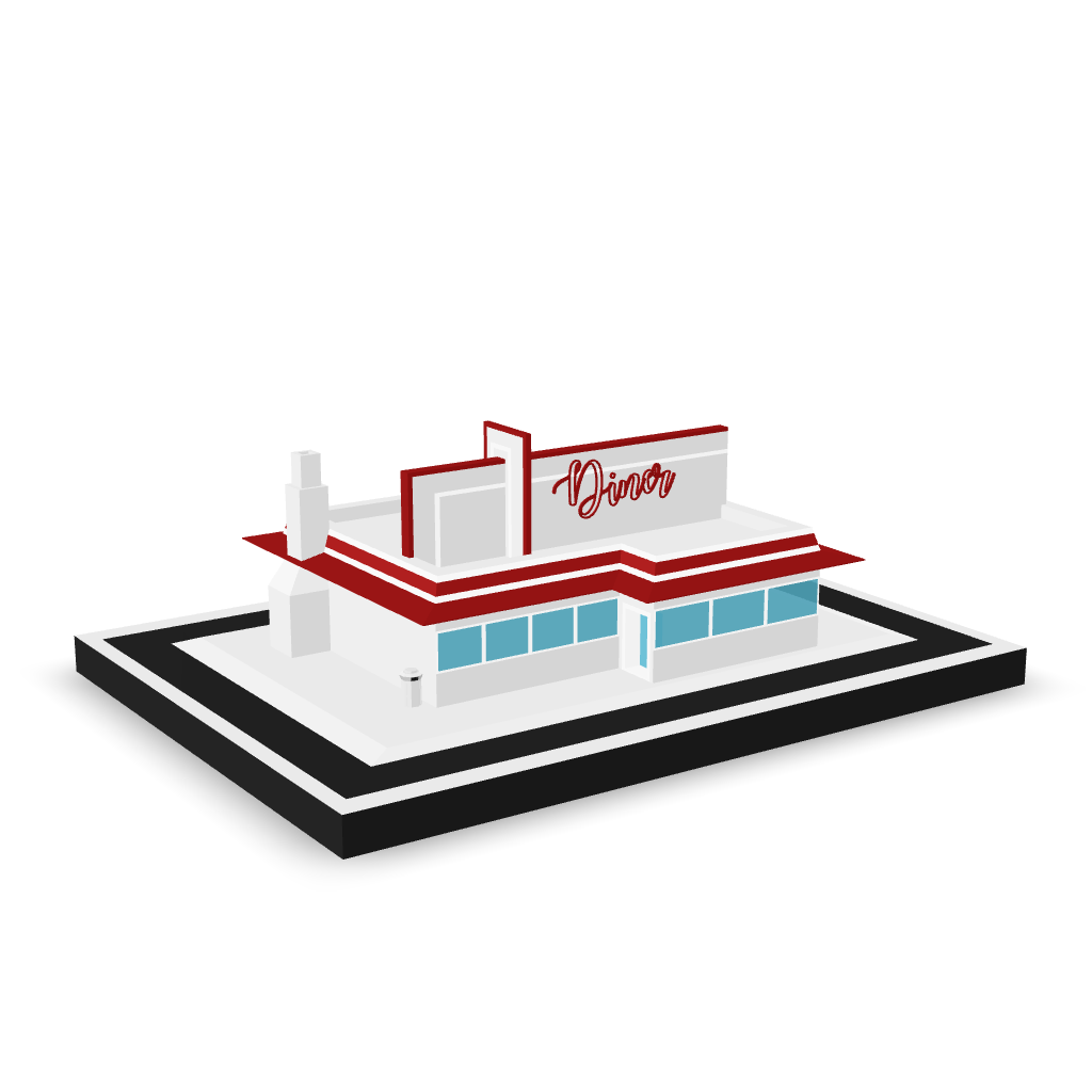 Stylized Diner Building 3D Model