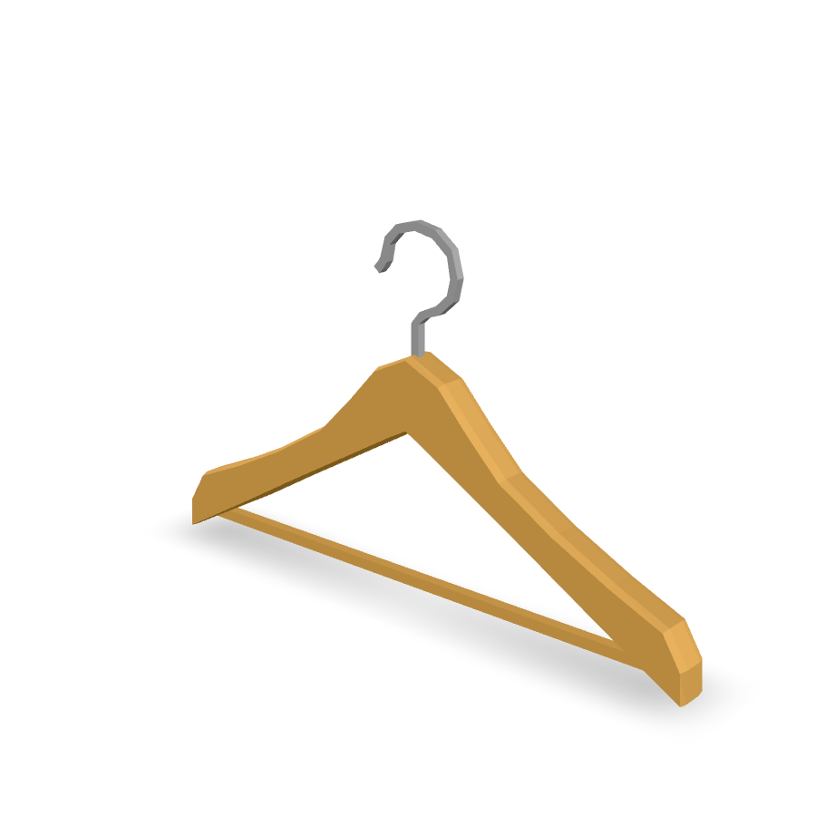 Wooden Clothes Hanger 3D Model