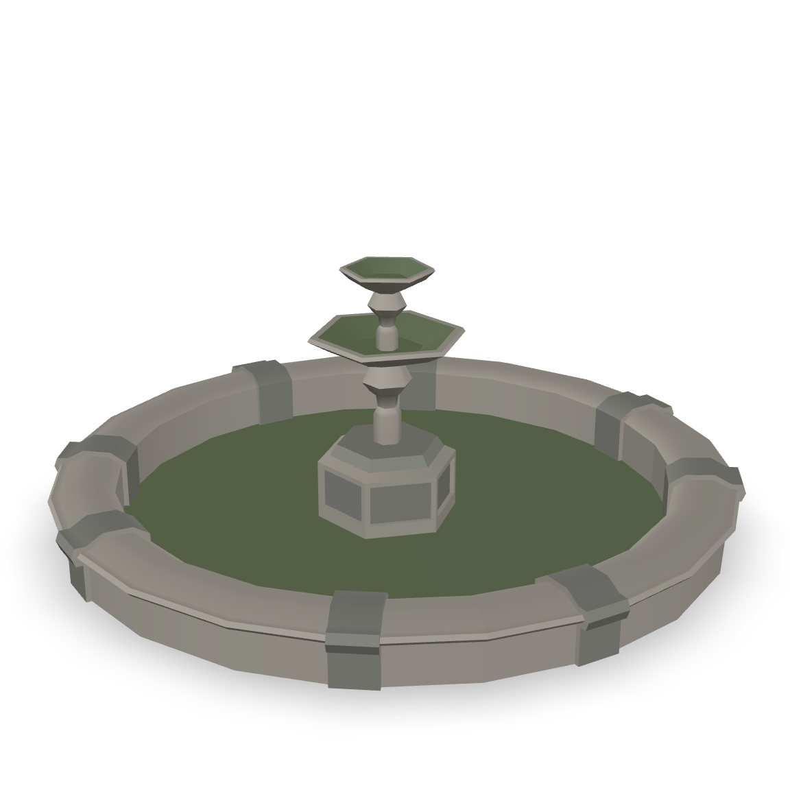 Low Poly Fountain 3D Model