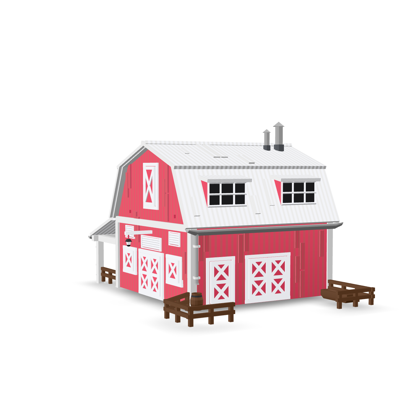 Cartoon Farm Barn 3D Model