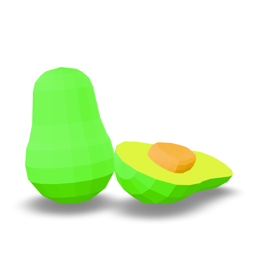 Low Poly Avocado 3D Model