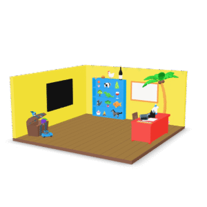 Cartoon Office Scene 3D Model