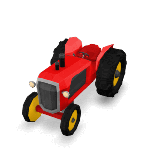 Low Poly Tractor 3D Model