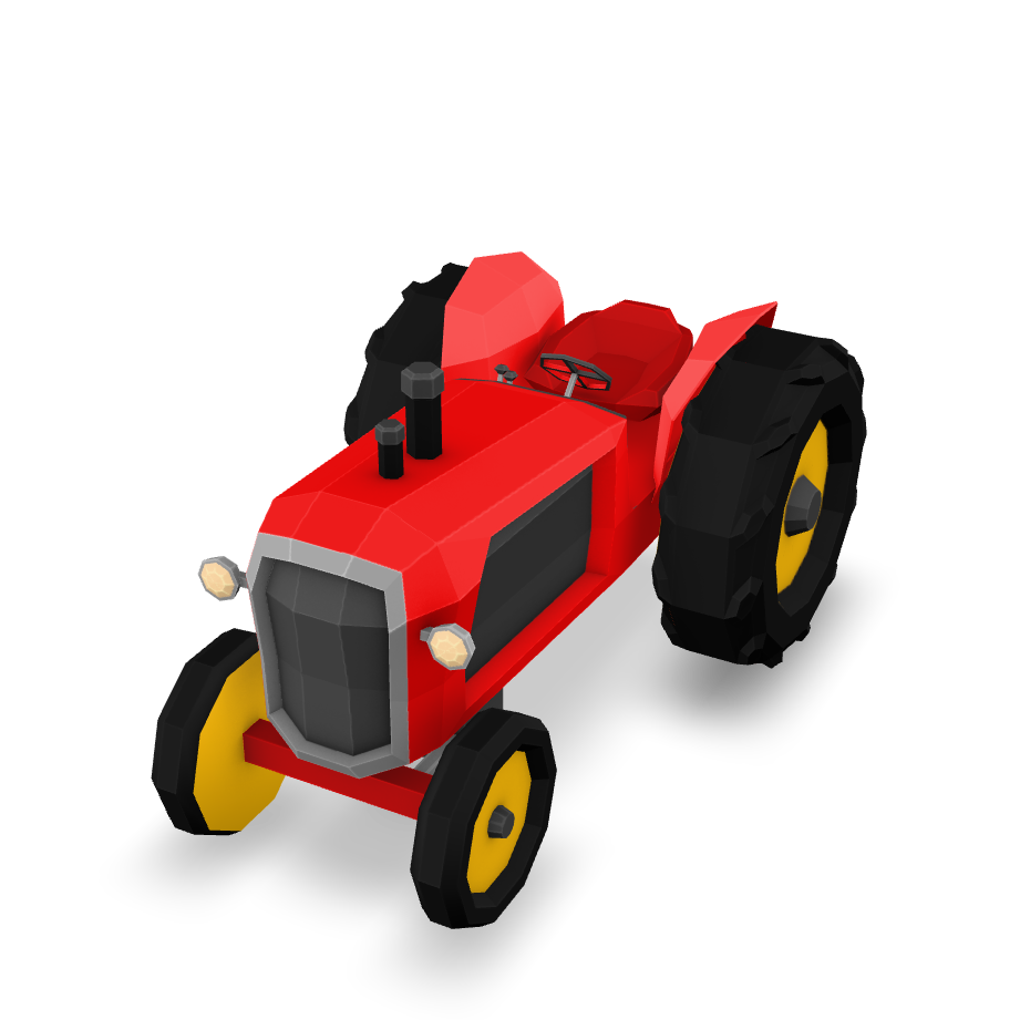 Low Poly Tractor 3D Model
