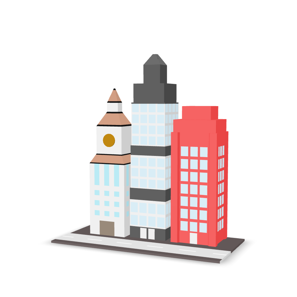 Cartoon Cityscape Set 3D Model