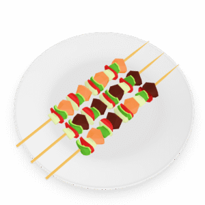 Grilled Kabobs on Plate 3D Model