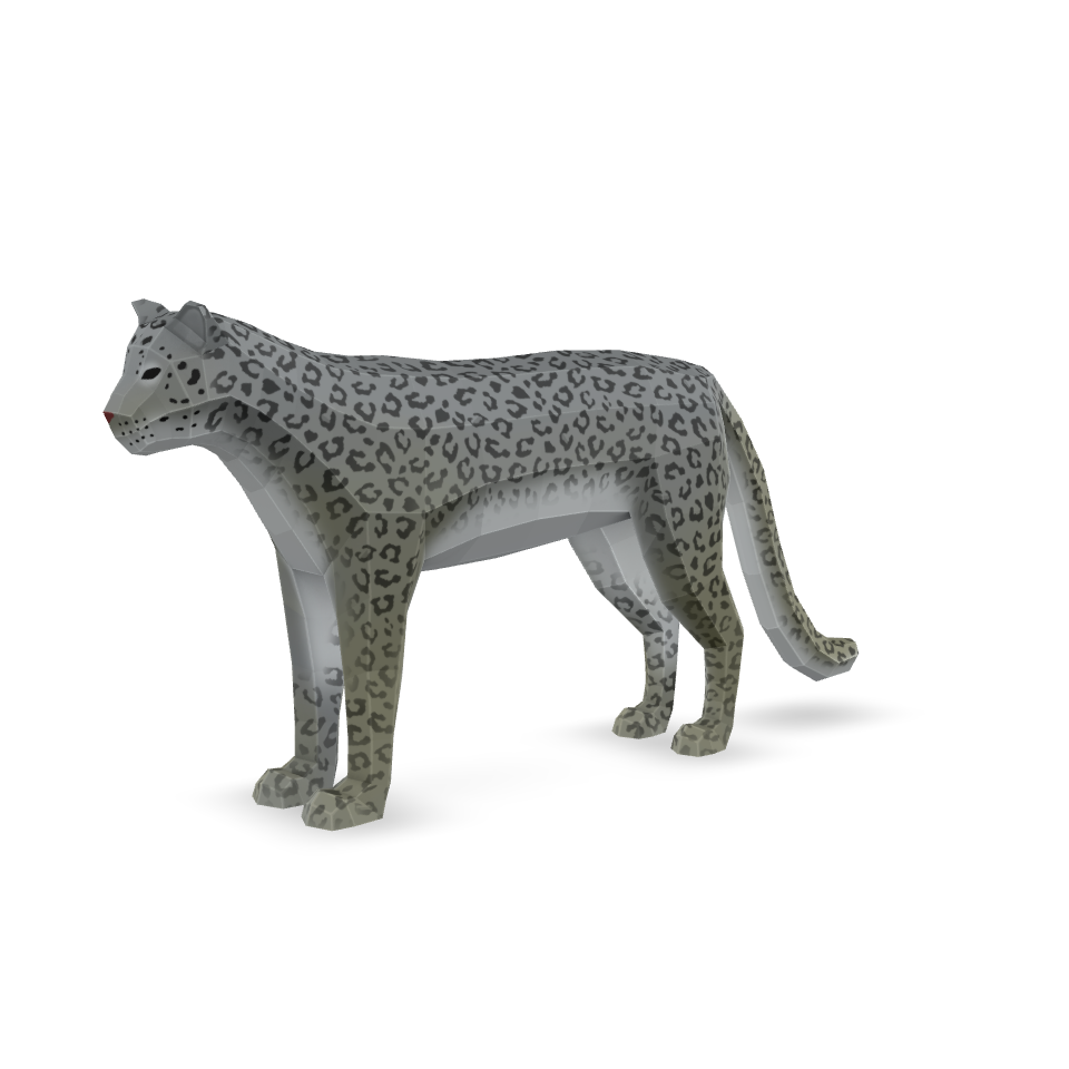 Low Poly Snow Leopard 3D Model