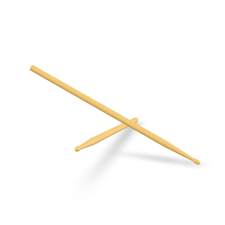 Wooden Drumsticks Pair 3D Model