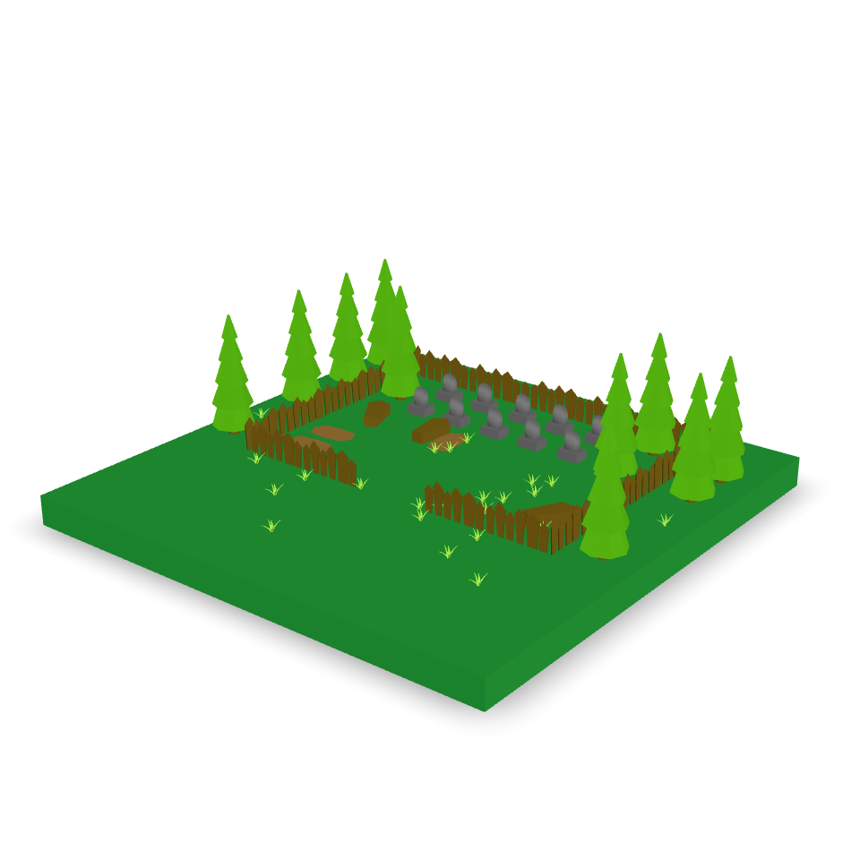 Low Poly Graveyard 3D Model