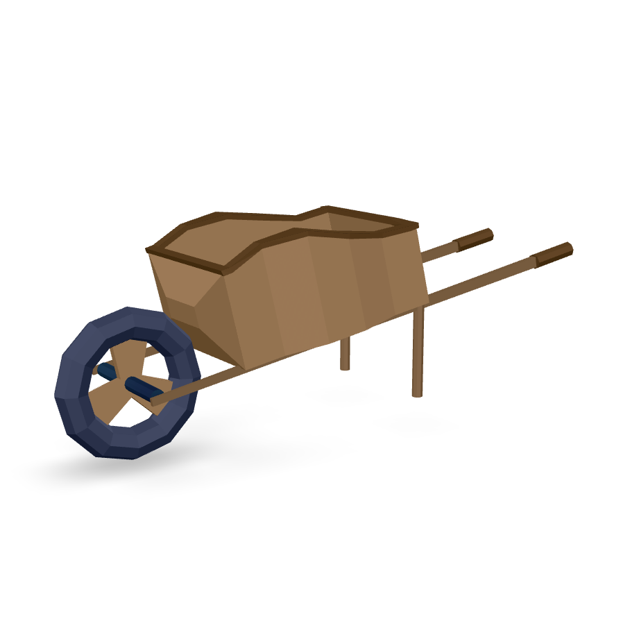 Low Poly Wheelbarrow 3D Model