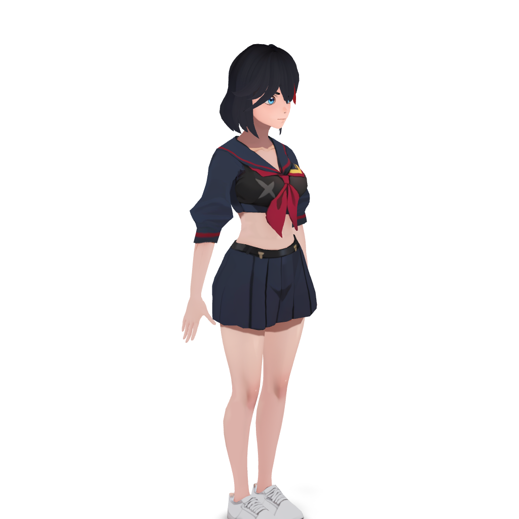 Anime Schoolgirl Character 3D Model