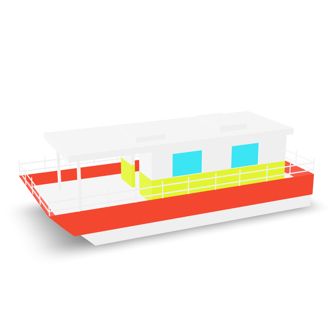 Cartoon Houseboat Model 3D Model