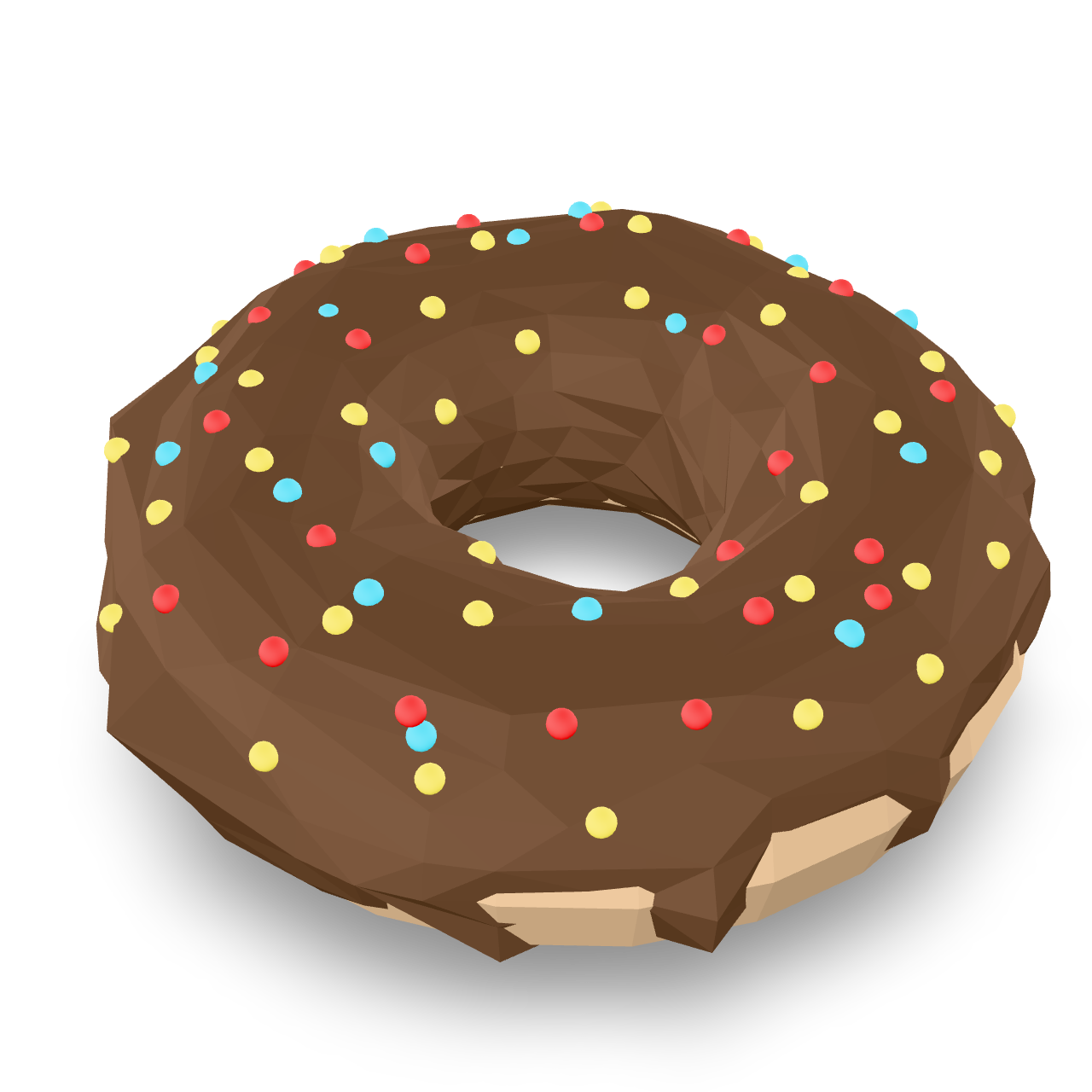Low Poly Donut 3D Model