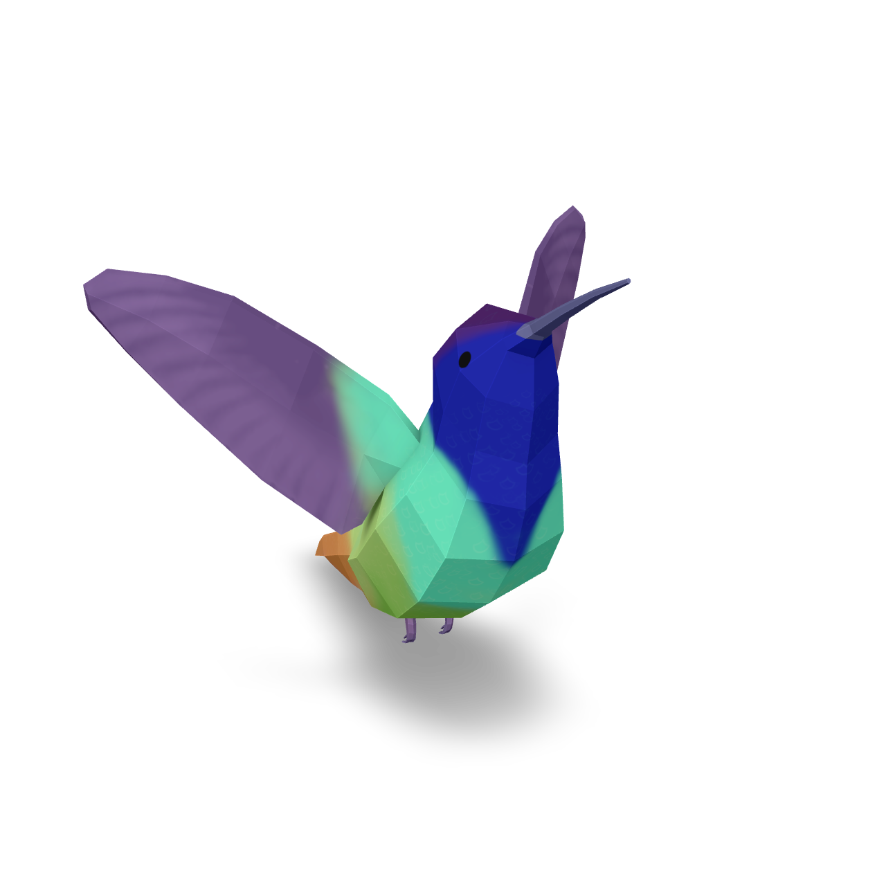 Low Poly Hummingbird 3D Model