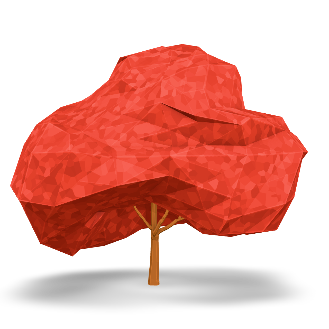 Low Poly Red Tree 3D Model