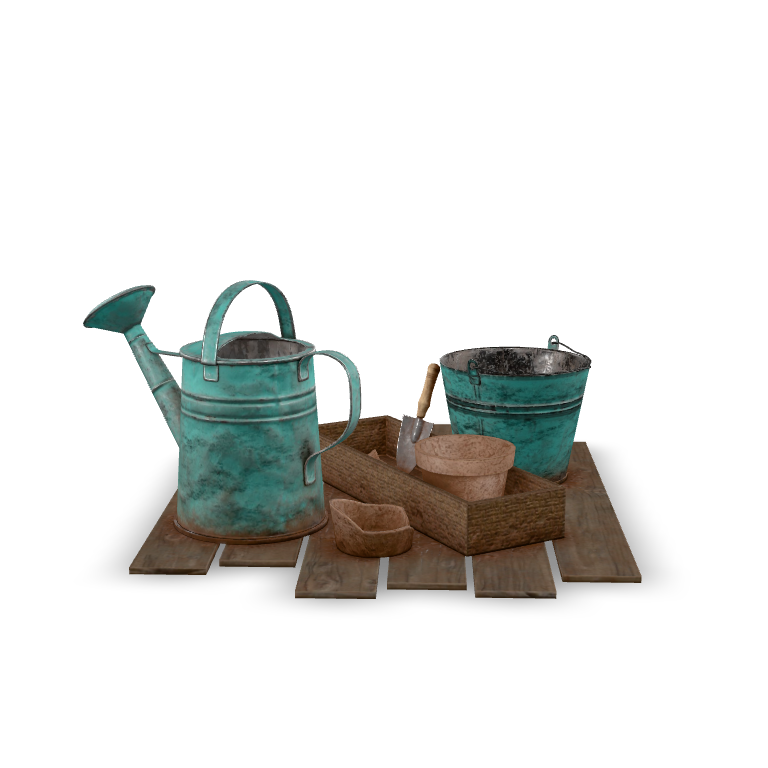 Rustic Garden Tools 3D Model