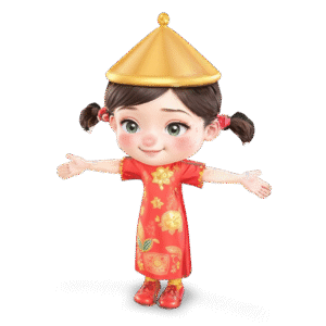 Cartoon Chinese Girl 3D Model