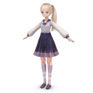 Anime Schoolgirl Character 3D Model