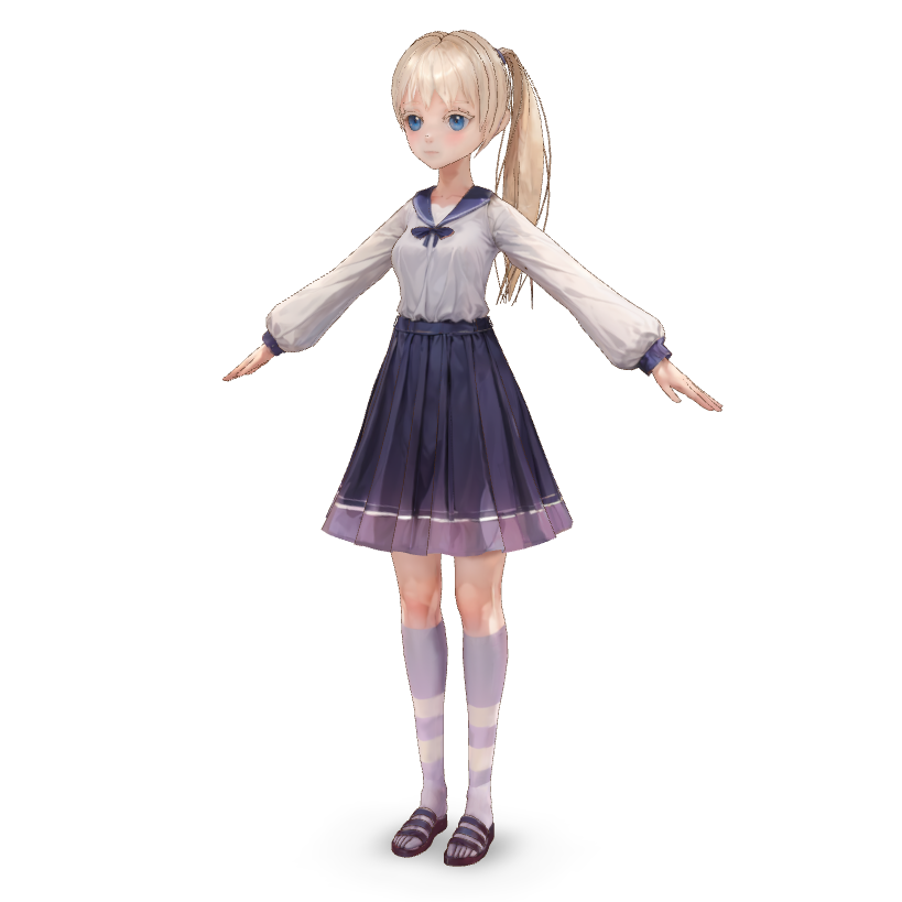 Anime Schoolgirl Character 3D Model