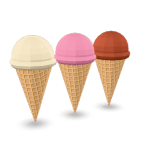 Ice Cream Trio 3D Model