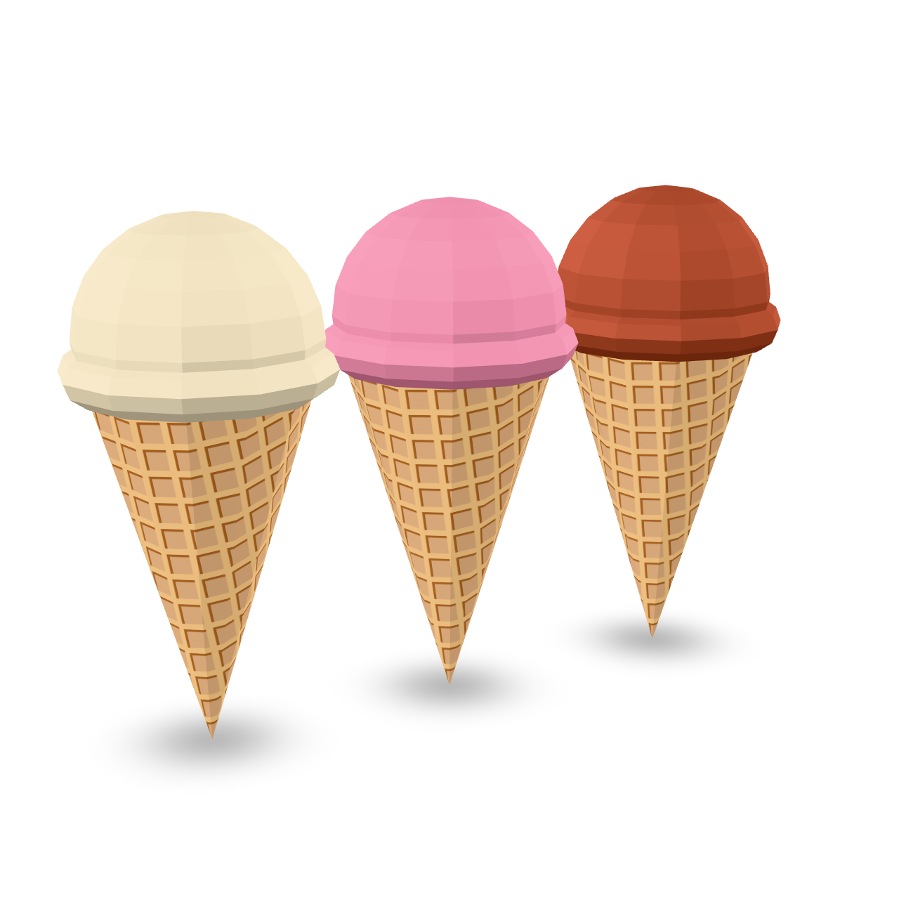 Ice Cream Trio 3D Model