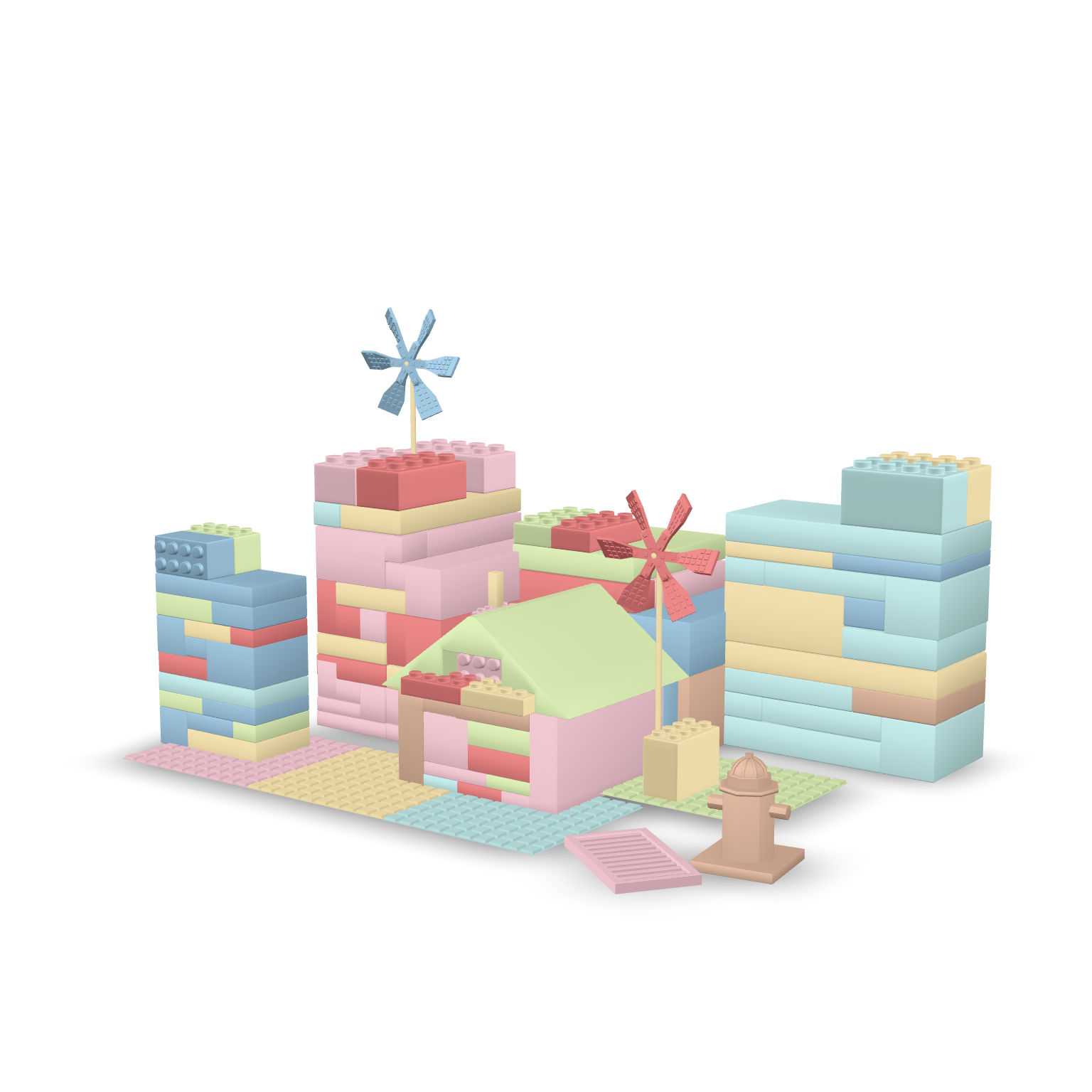 Pastel Block City 3D Model