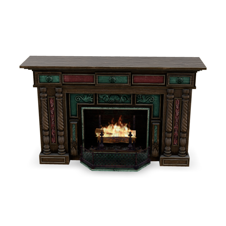 Ornate Fireplace Mantle 3D Model