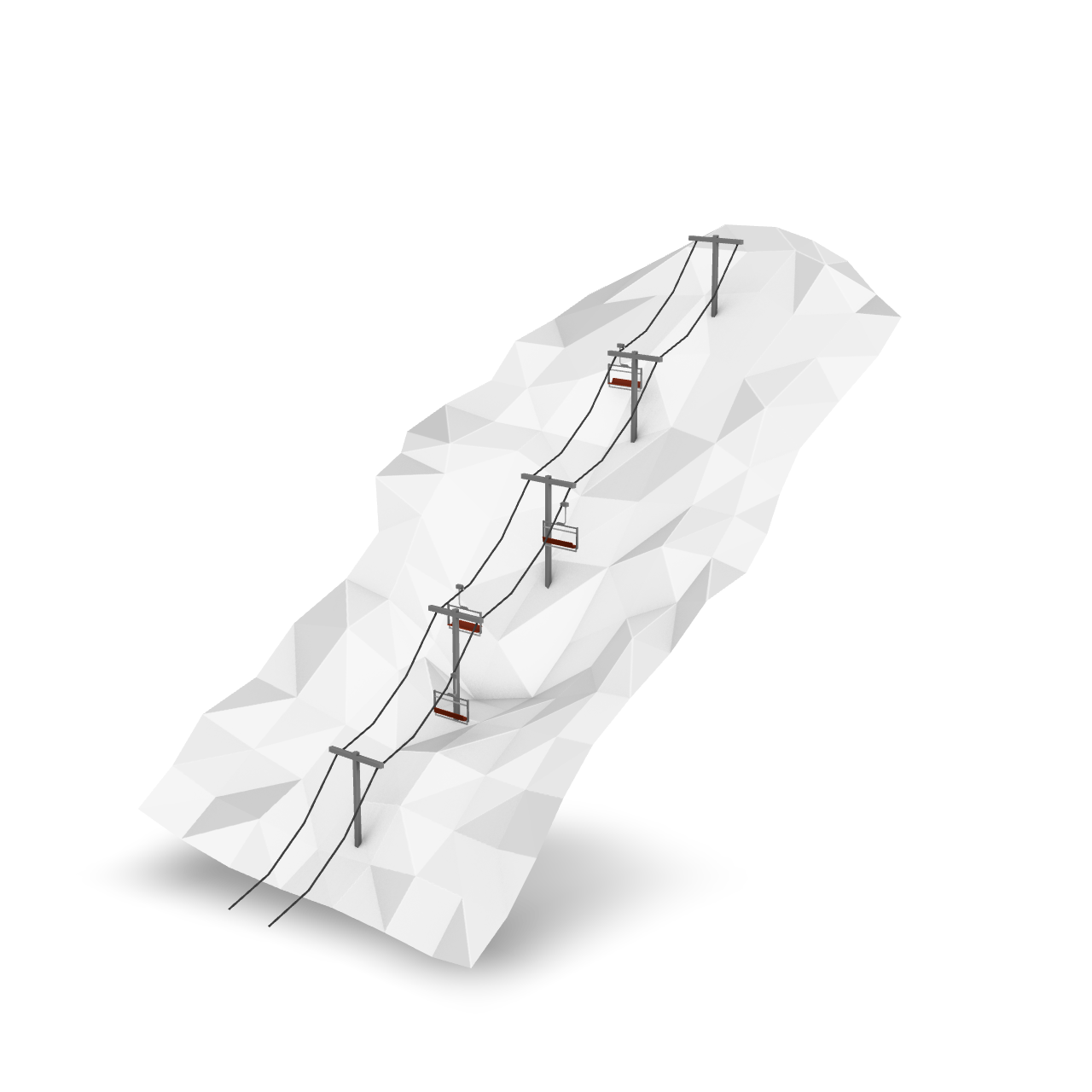 Ski Lift Isometric 3D Model