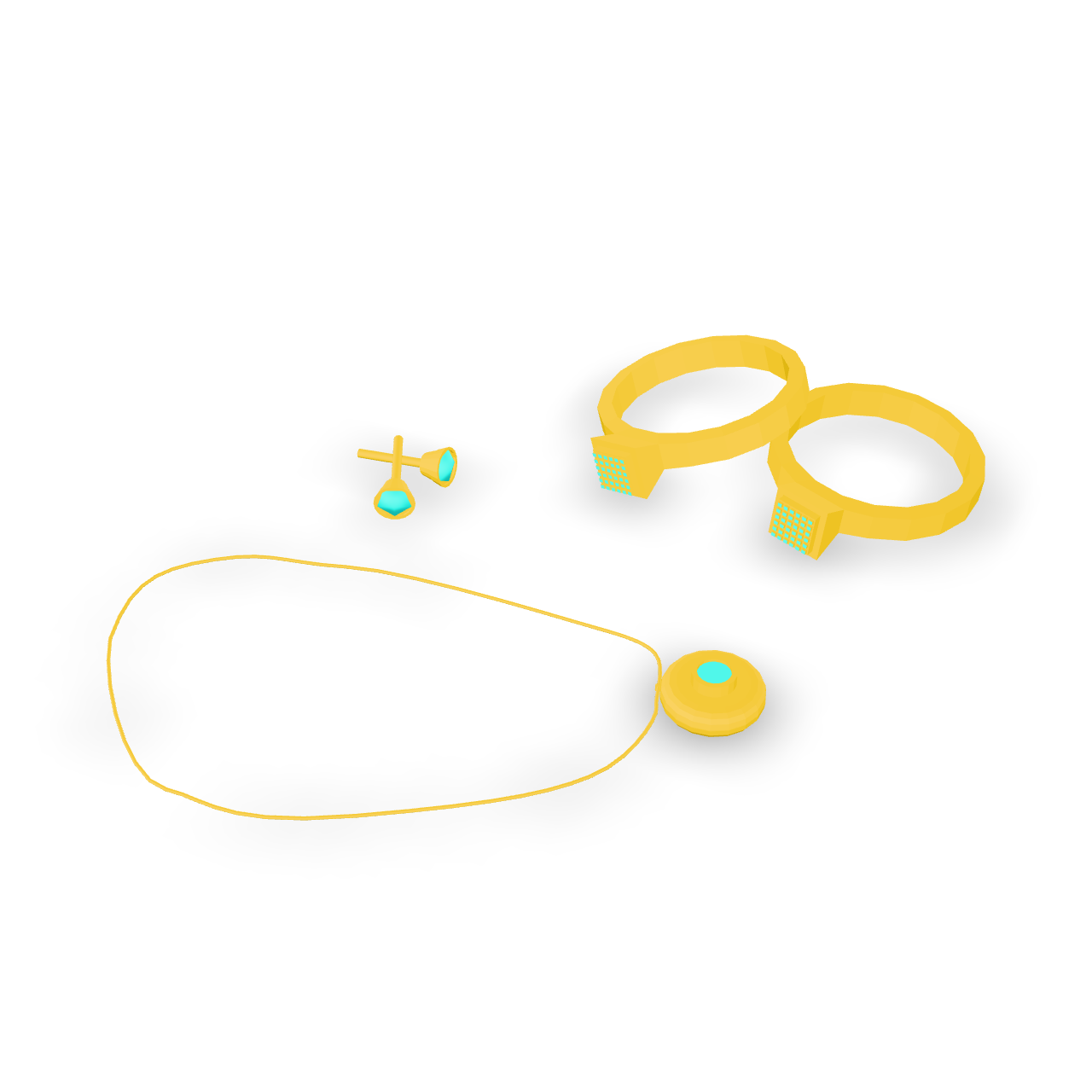 Golden Jewelry Set 3D Model