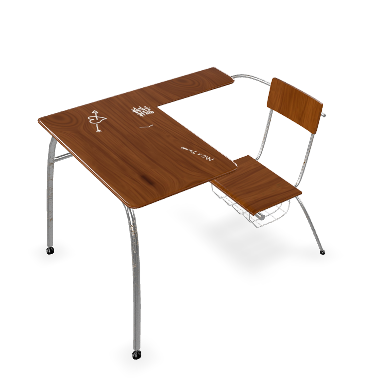 School Desk Combo 3D Model