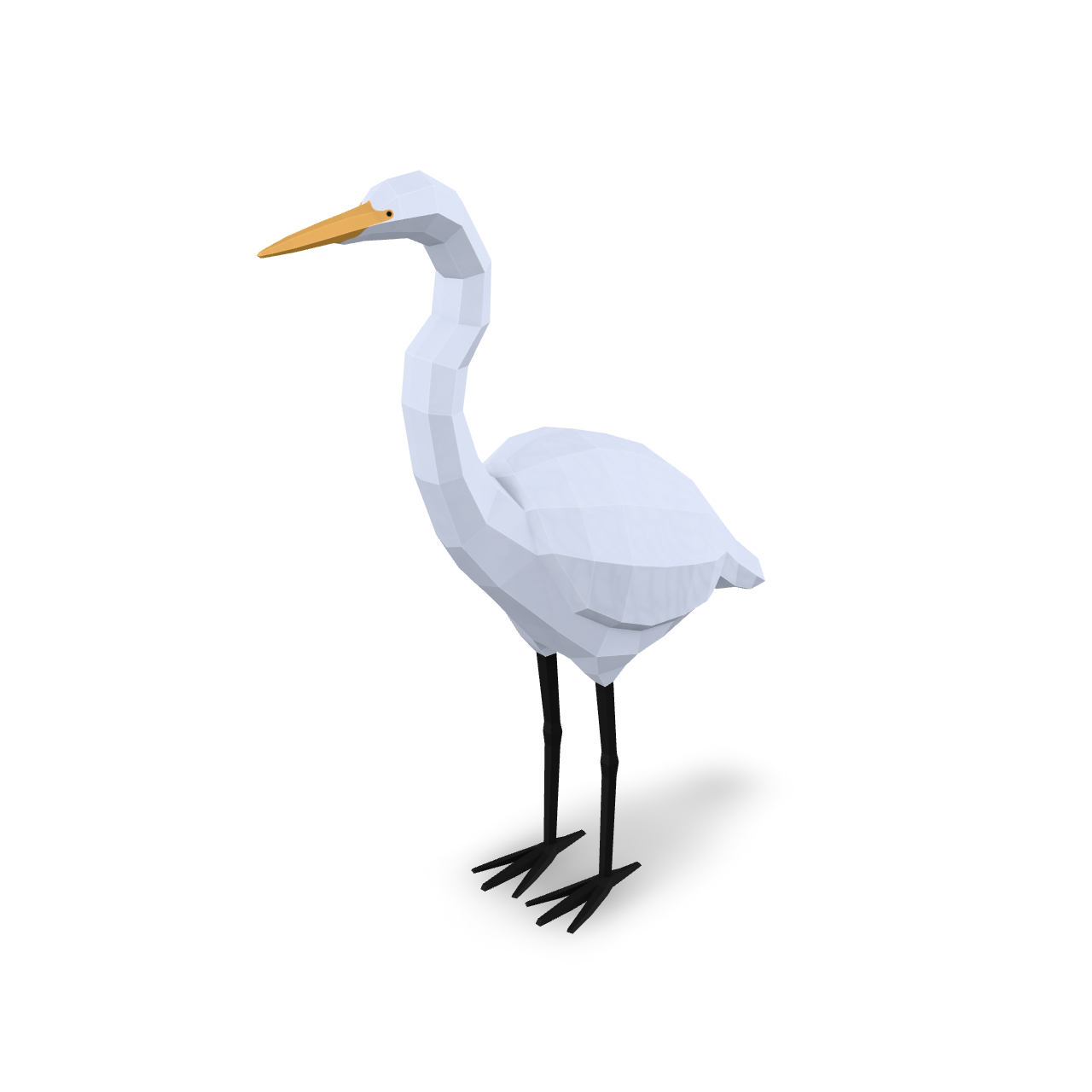 Low Poly Egret 3D Model