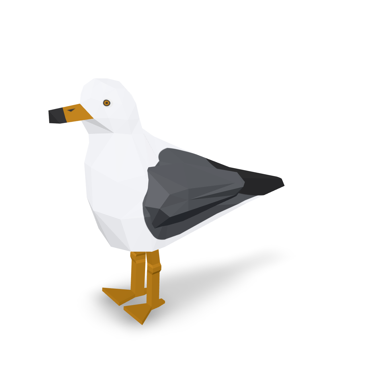 Low Poly Seagull 3D Model