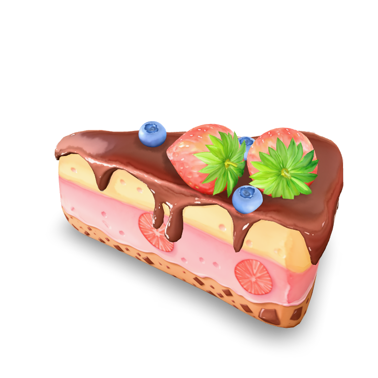 Strawberry Cake Slice 3D Model