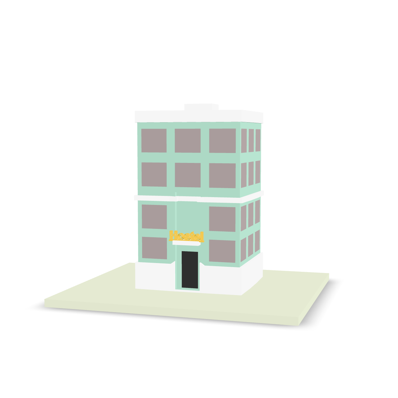 Low Poly Hostel 3D Model