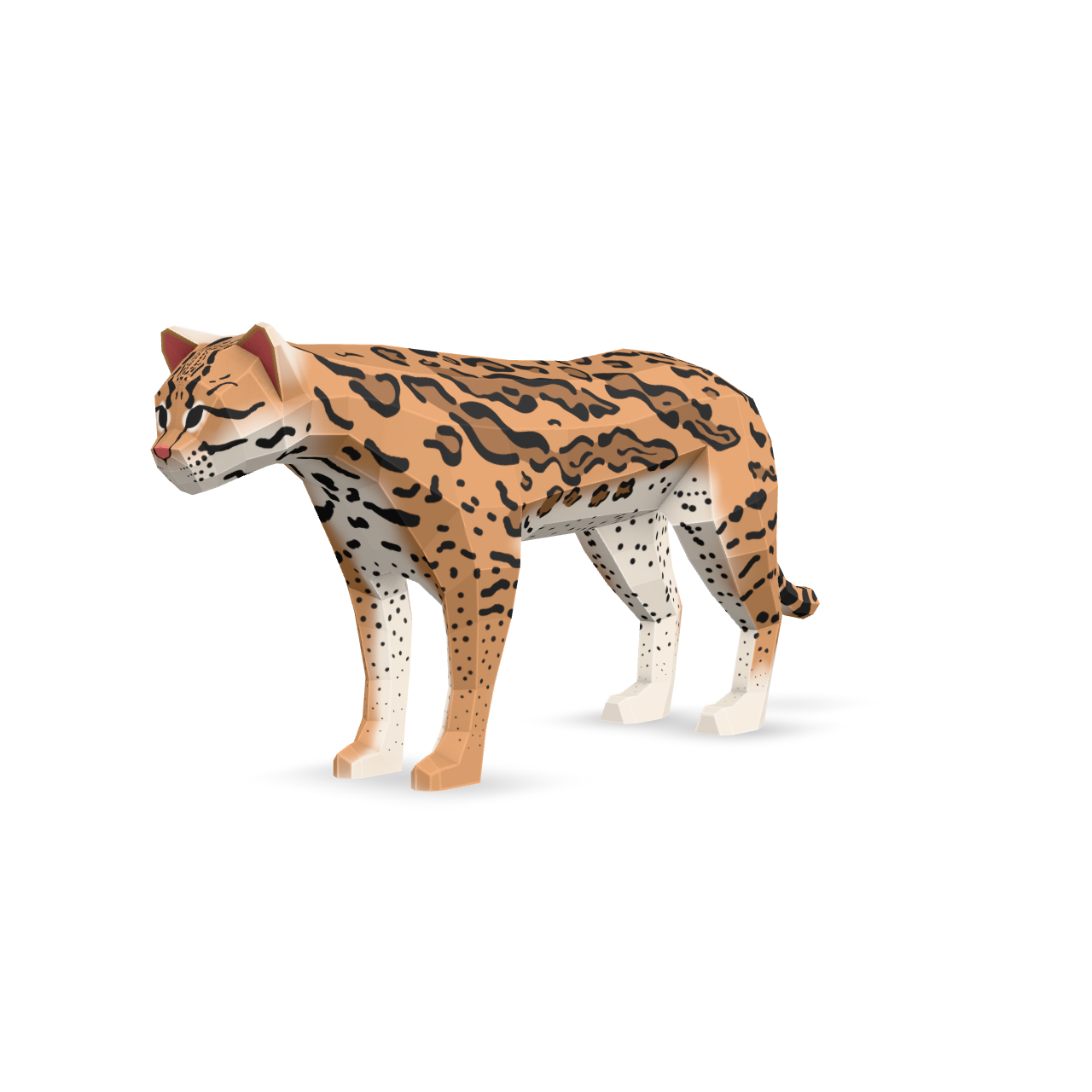 Low Poly Ocelot 3D Model