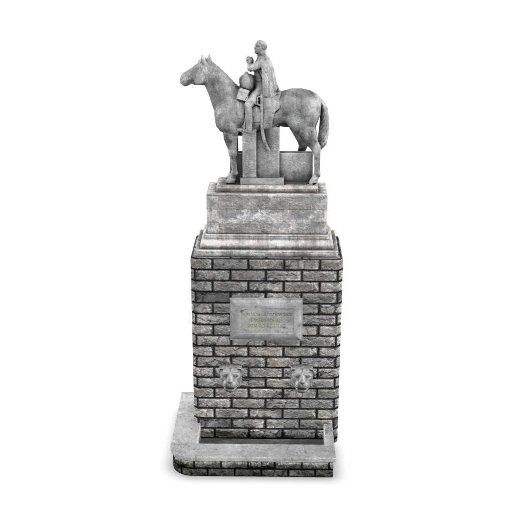 Equestrian Stone Statue 3D Model