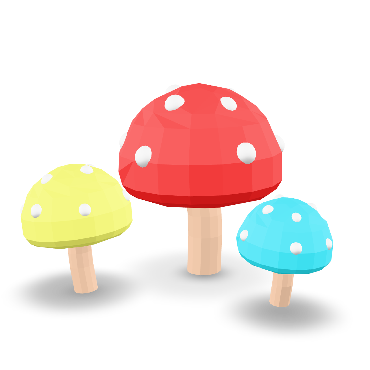 Stylized Mushroom Set 3D Model