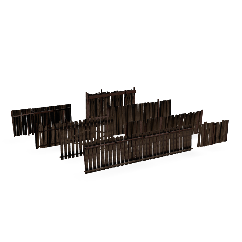Wooden Fence Set 3D Model
