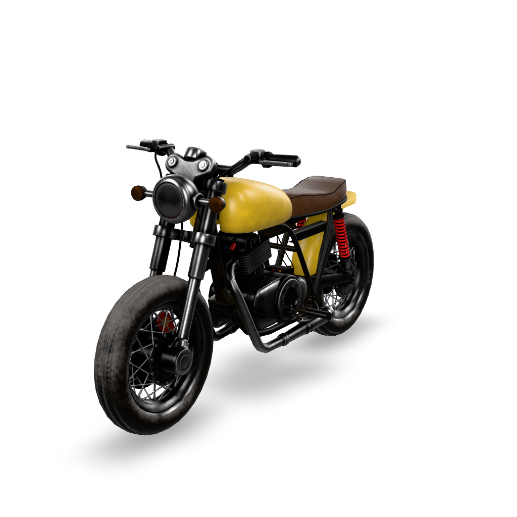 Vintage Yellow Motorcycle 3D Model